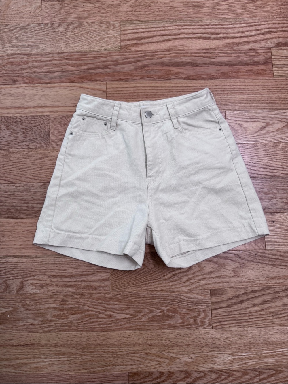 Women's High-Rise Cream Casual Shorts